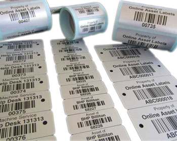 Mylar asset labels with barcode