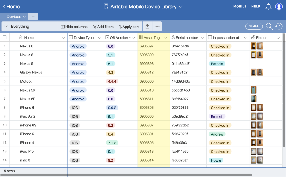 Airtable screenshot